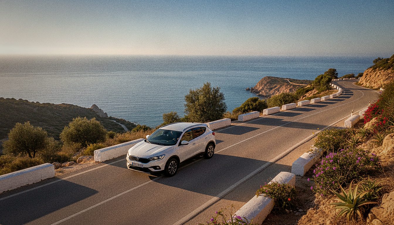 Coche de alquiler en la carretera costera entre Calpe y Moraira